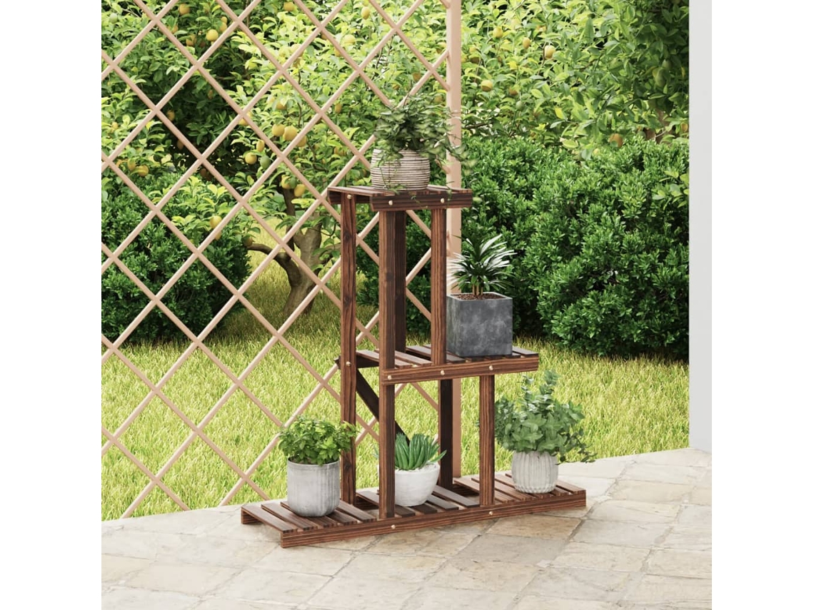Vidaxl Suporte De Plantas 81x25x75,5 Cm Madeira De Abeto Maciça