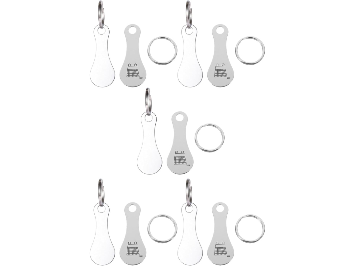 Conjunto De 10 Chaveiros De Aço Inoxidável Para Carrinho De Compras