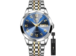 Lurelia Relógio Masculino, Movimento De Quartzo, Analógico, Data/calendário, Aço Inoxidável, Azul