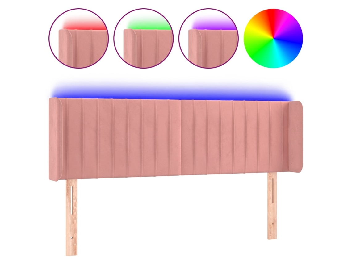 Led Headboard, Led Headboards Vidaxl Cor-de-rosa Veludo (147 X 16 X 78/88 Cm)