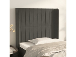 Cabeceira Cama C/ Abas Veludo 103x16x118/128 Cm Cinzento-escuro