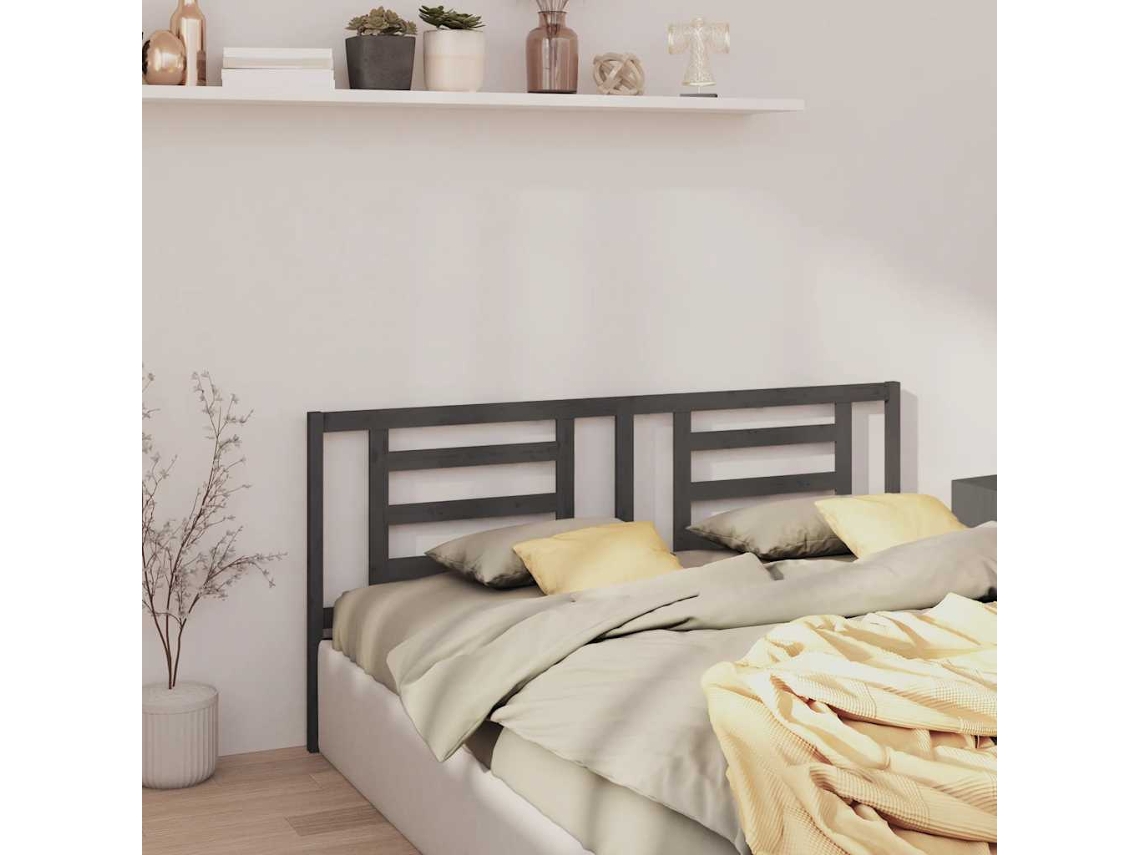 Vidaxl Cabeceira De Cama 186x4x100 Cm Pinho Maciço Cinzento