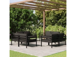8 Pcs Conjunto Lounge Jardim Com Almofadões Alumínio Antracite Dkd Home Decor
