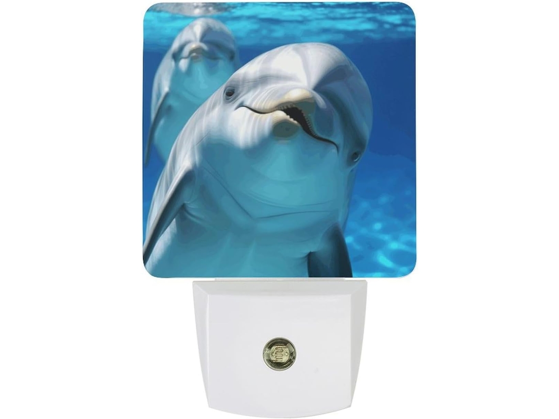 Luz Noturna LED em Formato Sorridente Golfinho Com Sensores de Luz Banheiro, Corredor, Escadas, Quarto E