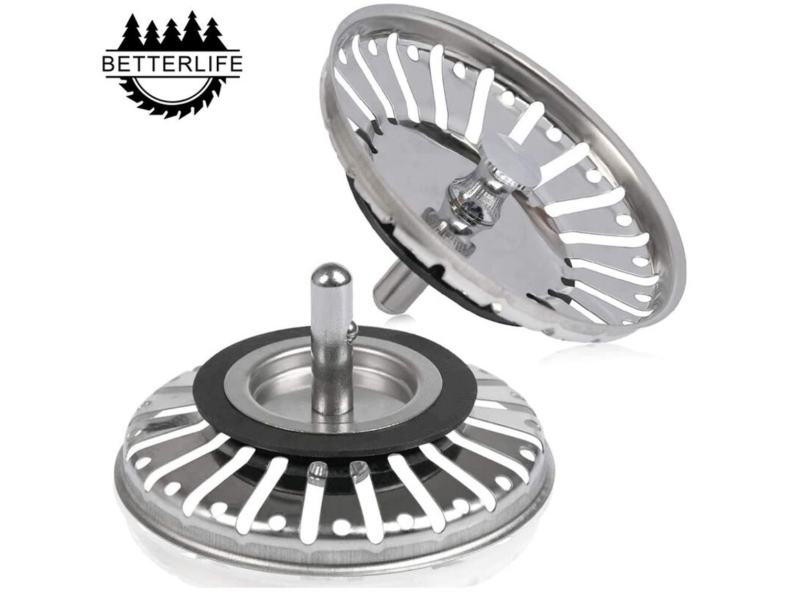 Conjunto De 2 Ralos / Tampas Para Pia, Com Furo De 84 Mm De Diâmetro E Ponta Esférica, Em Aço Inoxidável