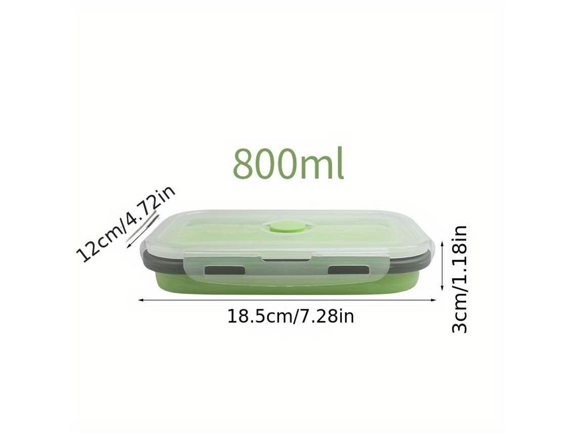Recipiente Dobrável De Silicone Para Alimentos (800 Ml), Próprio Para Micro-ondas.
