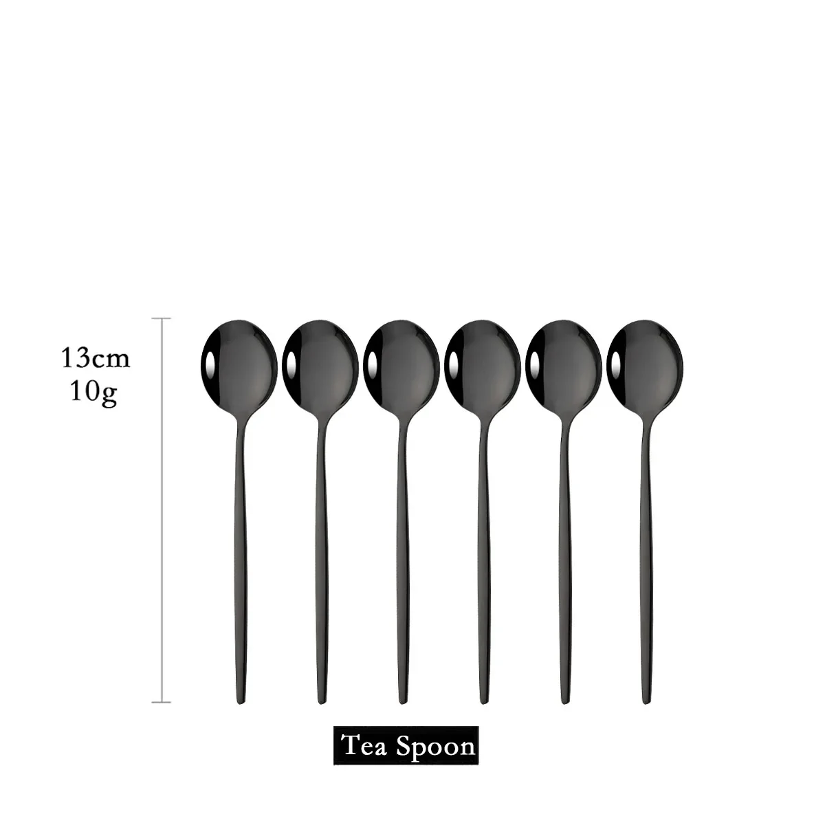 Colher de Chá, Aço Inoxidável, Utensílios de Cozinha MDUG (preto, 6pcs)