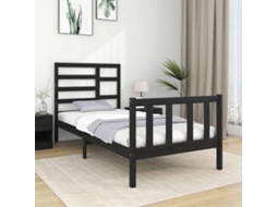 Vidaxl Estrutura Cama Pequena Solteiro 75x190 Cm Madeira Maciça Preto