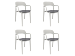Set 4 Poltronas Interior, Exterior Branco - Cinza Escuro Ona Garbar