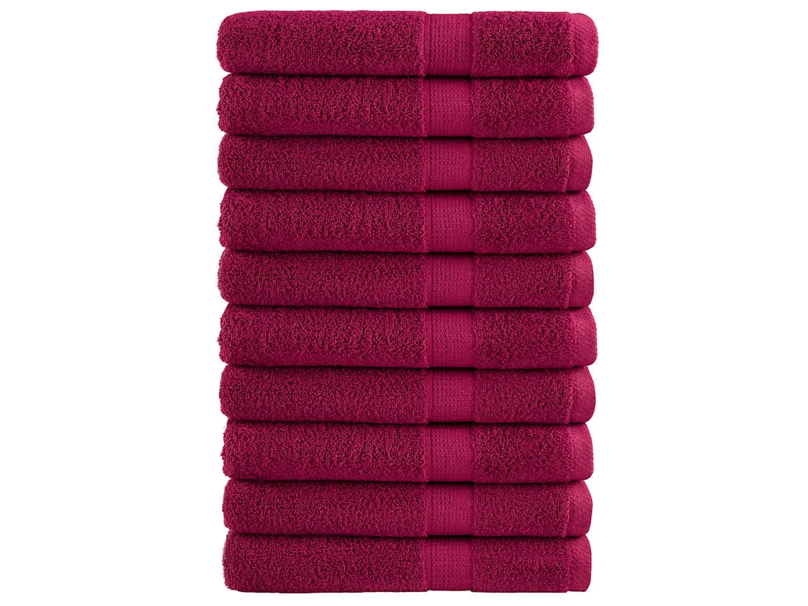 Vidaxl Toalhas Premium Solund 10 Pcs 100x200 Cm 600 Gsm Bordô