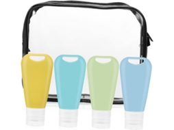 Conjunto De 4 Frascos De Silicone Vazios Para Viagem, Ideais Para Artigos De Higiene Pessoal, Xampu E Loção.