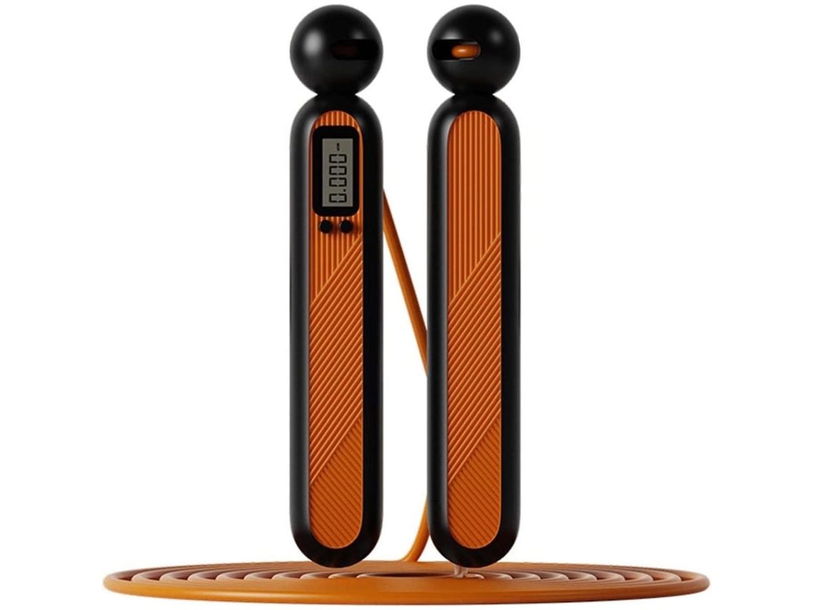Corda De Pular Sem Fio Com Contador De Calorias - Ajustável Digital Com Timer, Laranja