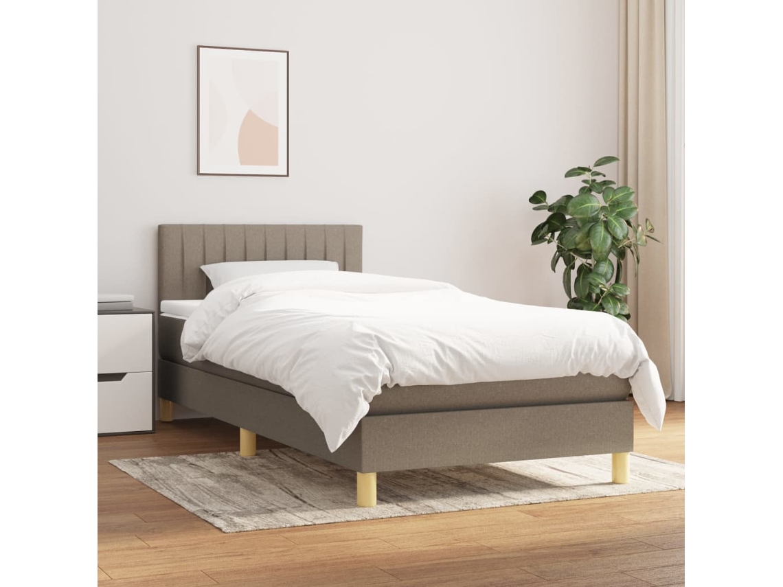 Vidaxl Cama Com Molas/colchão 100x200 Cm Tecido Cinza-acastanhado