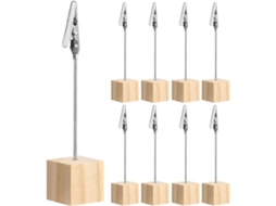 Conjunto de 9 Prendedores Fotos Madeira para Mesa, Porta recados com Base em Cubo, Guardar e Cartões, Estilo S