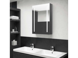 Vidaxl Armário Espelhado Casa De Banho Led 50x13x70 Cm Cinza Brilhante