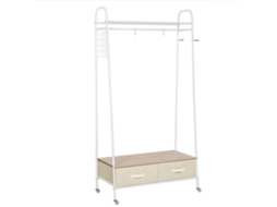 Cabideiro De Metal Com Rodinhas, Varão Para Roupas, Prateleiras E Gavetas Para Organizar E Bolsas, 99x47x185cm