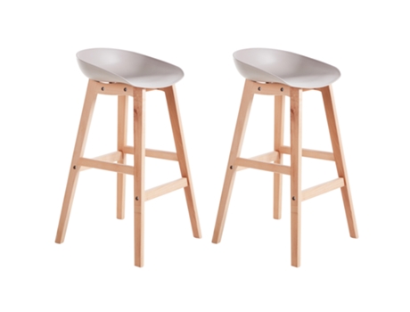 Conjunto De 2 Bancos De Bar Beliani Micco De Polipropileno Creme 42x46x85