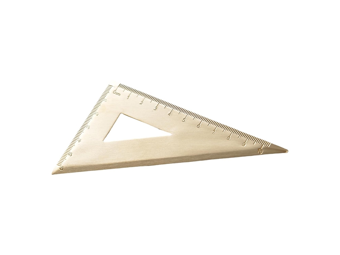 Régua Triangular Vintage Com Transferidor, Ferramenta De Medição De