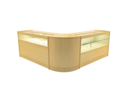Conjunto de Balcão Comercial MonsterShop Adonis Maple, B1500C1500CM60, MDF e Vidro Temperado