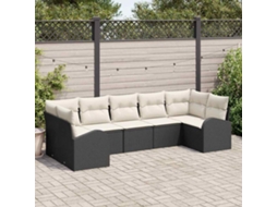 Vidaxl Conjunto De Sofá De Jardim 7 Unid. Preto