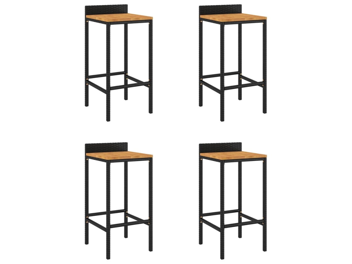 Bar Stool, Bar Stools Vidaxl Preto Rattan / Vime (40 X 44 X 86 Cm)