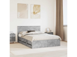 Vidaxl Estrutura Da Cama Cinzento 160 X 200 Cm Madeira De Engenharia