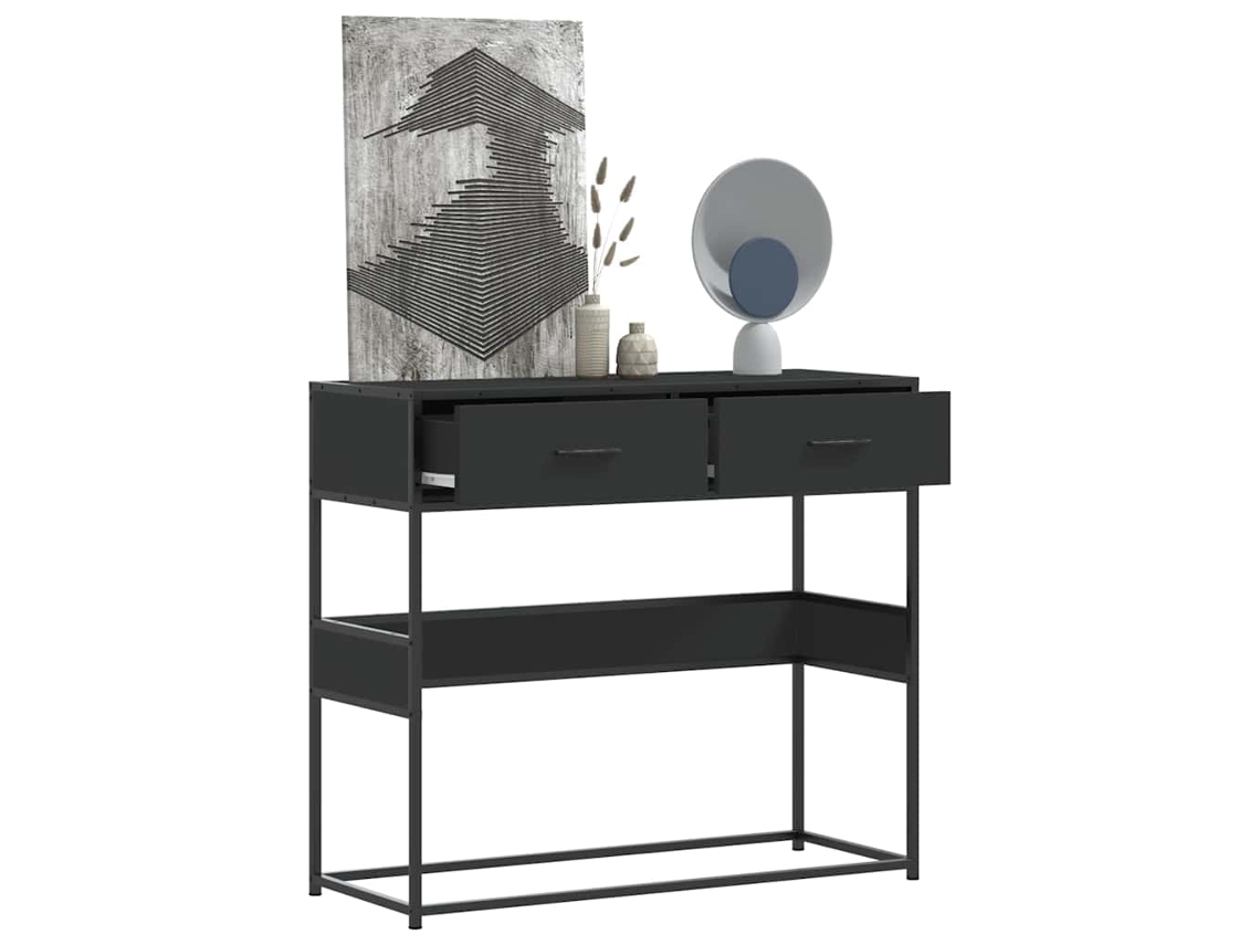 Vidaxl Mesa Consola 90x35x80 Cm Derivados De Madeira Preto