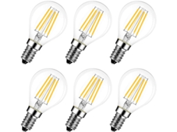 Lâmpada Led, 6 Unidades, Base E14, 4w, 40w, 3000k, Acabamento Branco, Intensidade Regulável, Para Uso Residencial