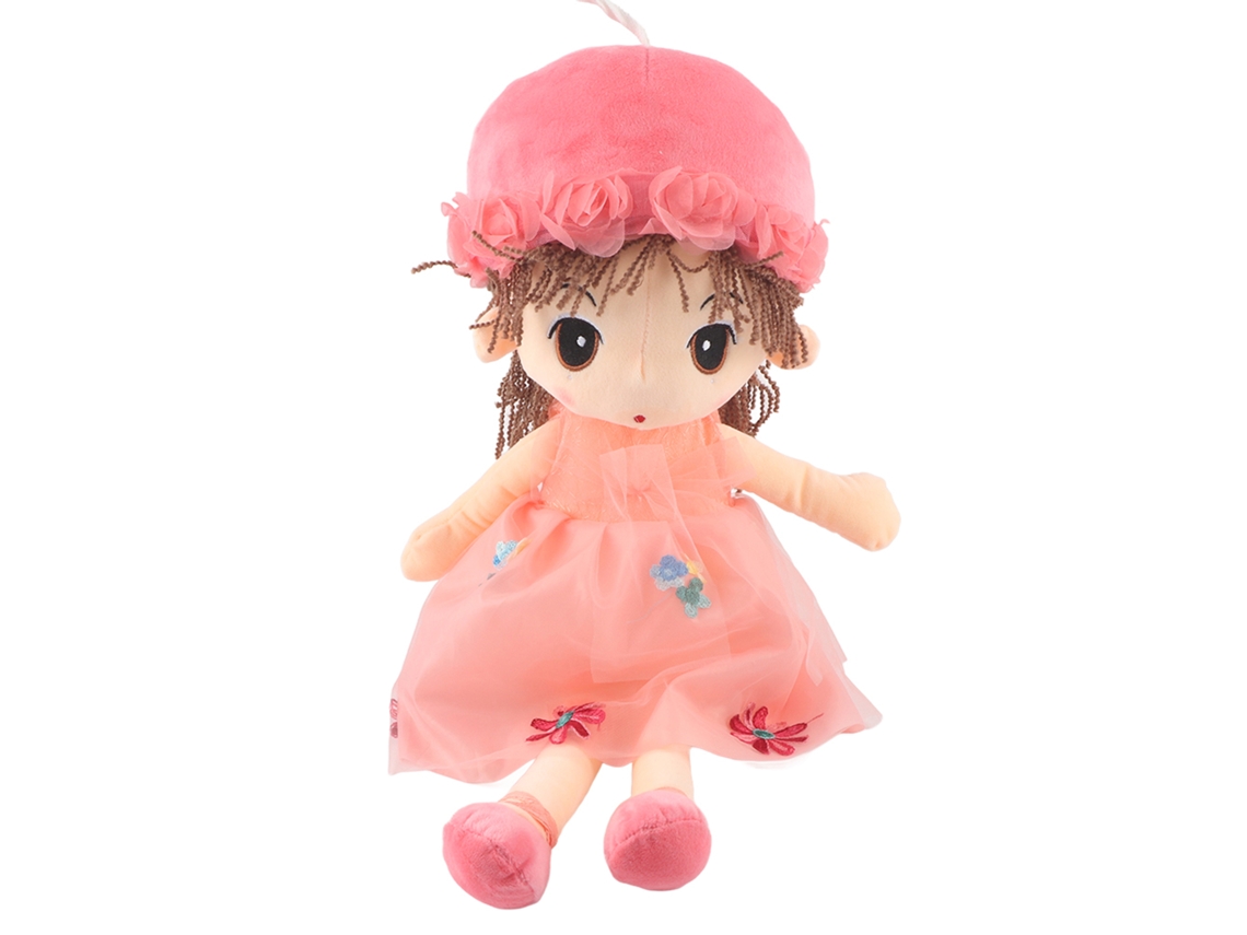 Boneca De Pelúcia Infantil Menina Desenho Animado Macia Rosa 50cm Presente Decoração