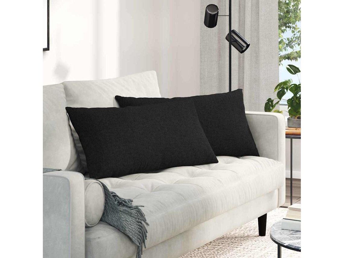 Vidaxl Travesseiros De Sofá 2 Pcs Preto 80 X 40 Cm Tecido