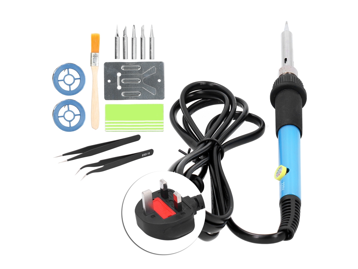 Kit de solda elétrica de 14 peças, ferramenta de gravação em madeira de 60 W com temperatura ajustável.