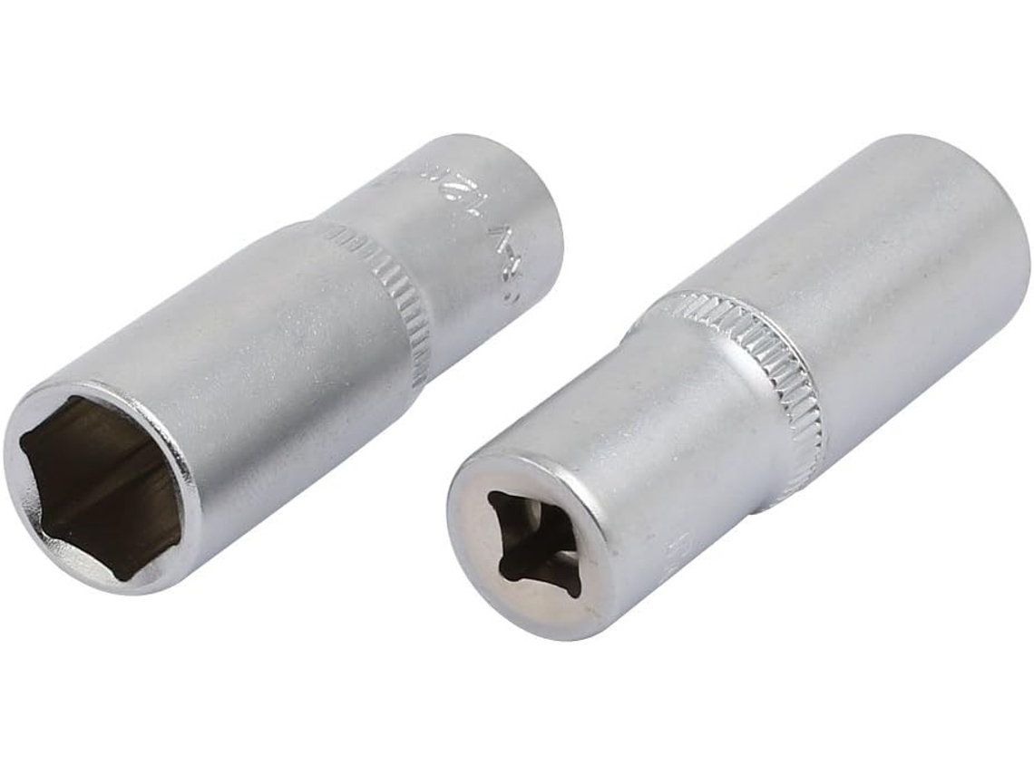 Soquete sextavado de 12 mm, com encaixe quadrado de 1/4'', acabamento prateado CHABERLU