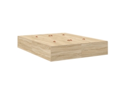 Conjunto 1 Estrado De Cama Com Arrumação Vidaxl Castanho Madeira De Pinho Maciça (150 X 200 Cm)