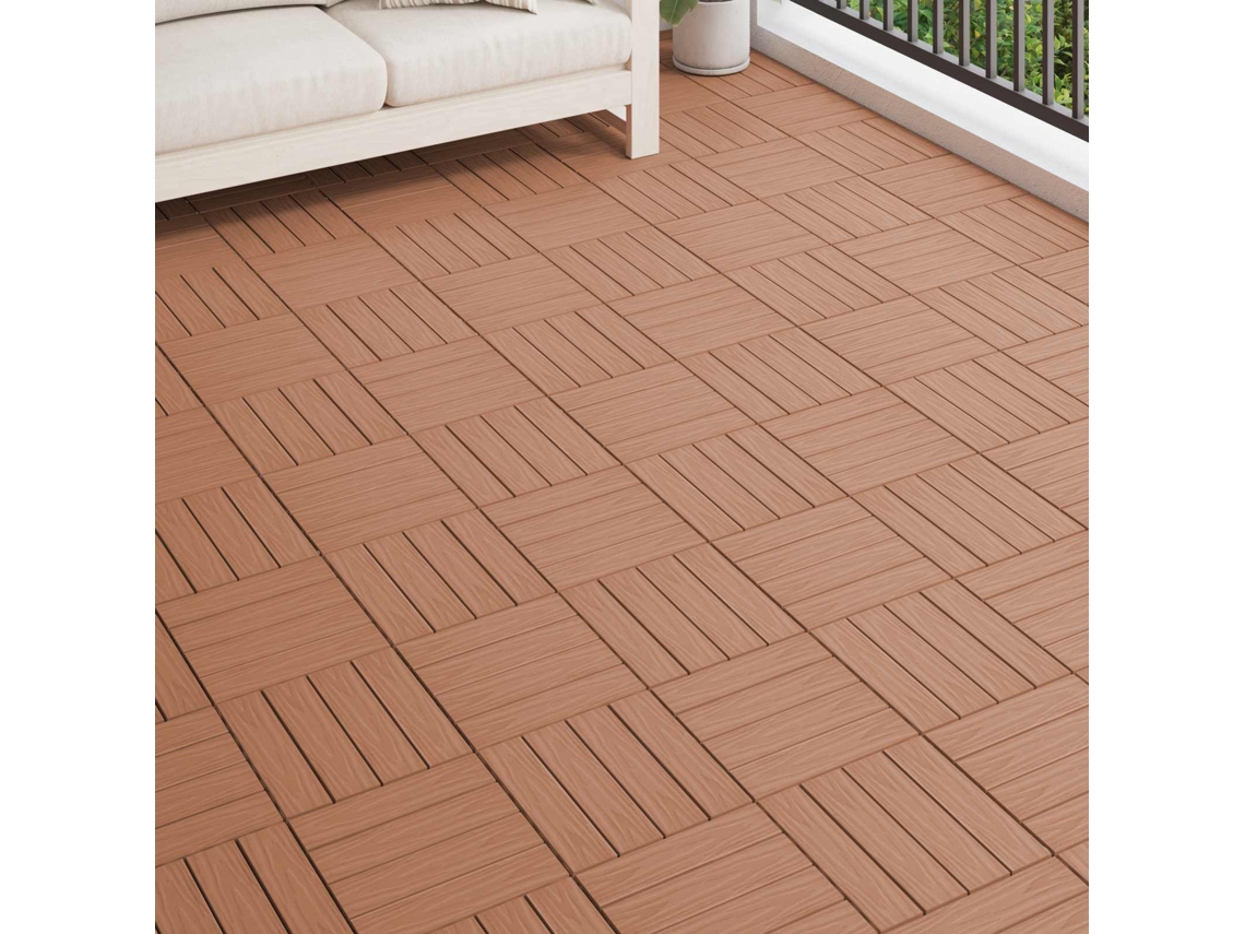 Vidaxl Telha De Deck Design 3d 11 Unid. Marrom Claro 30 X 30 Cm Wpc