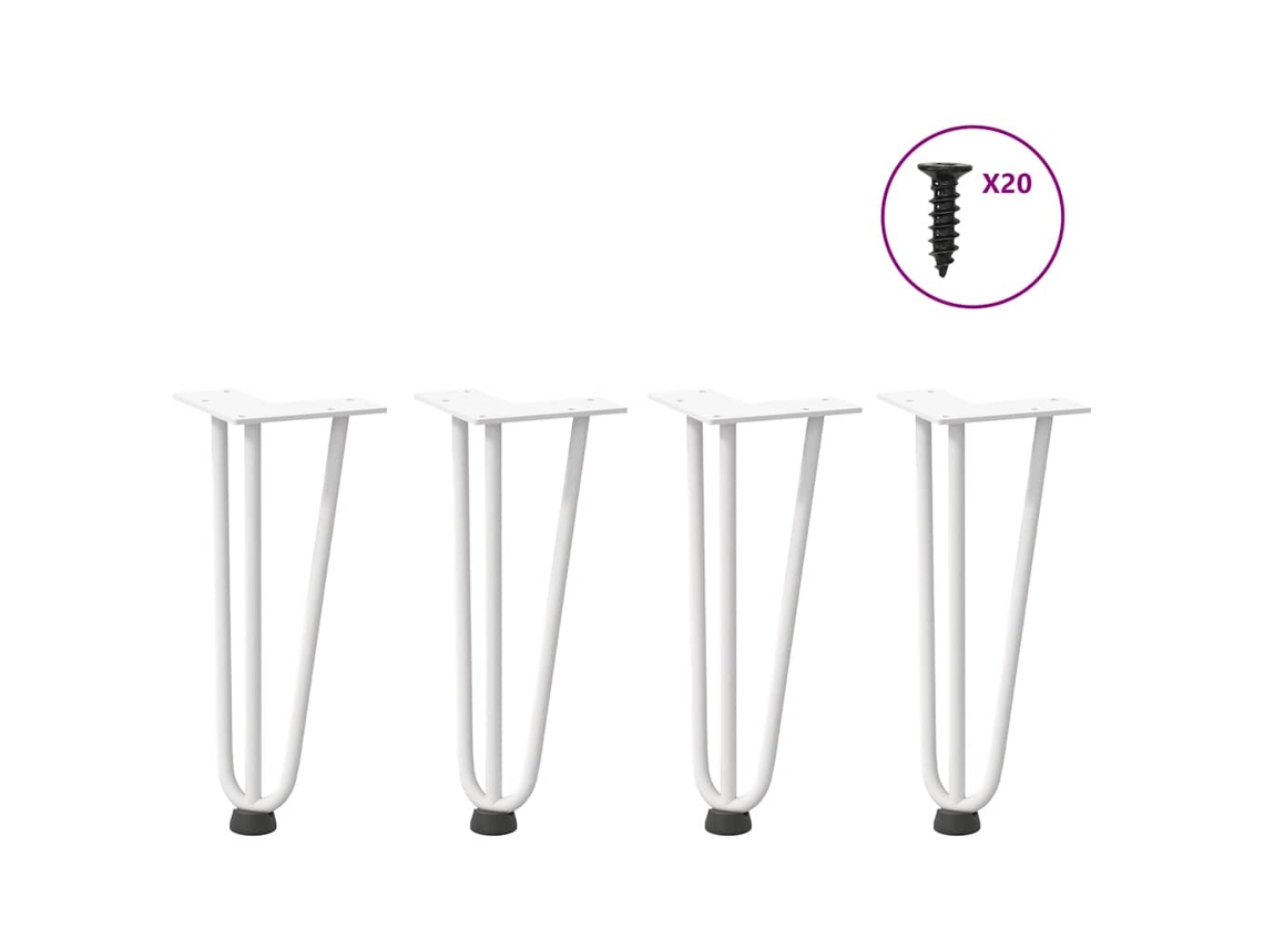 Vidaxl Pernas De Grampo Para Mesa De Centro 4 Peças, Branco, 30 Cm, Aço Maciço