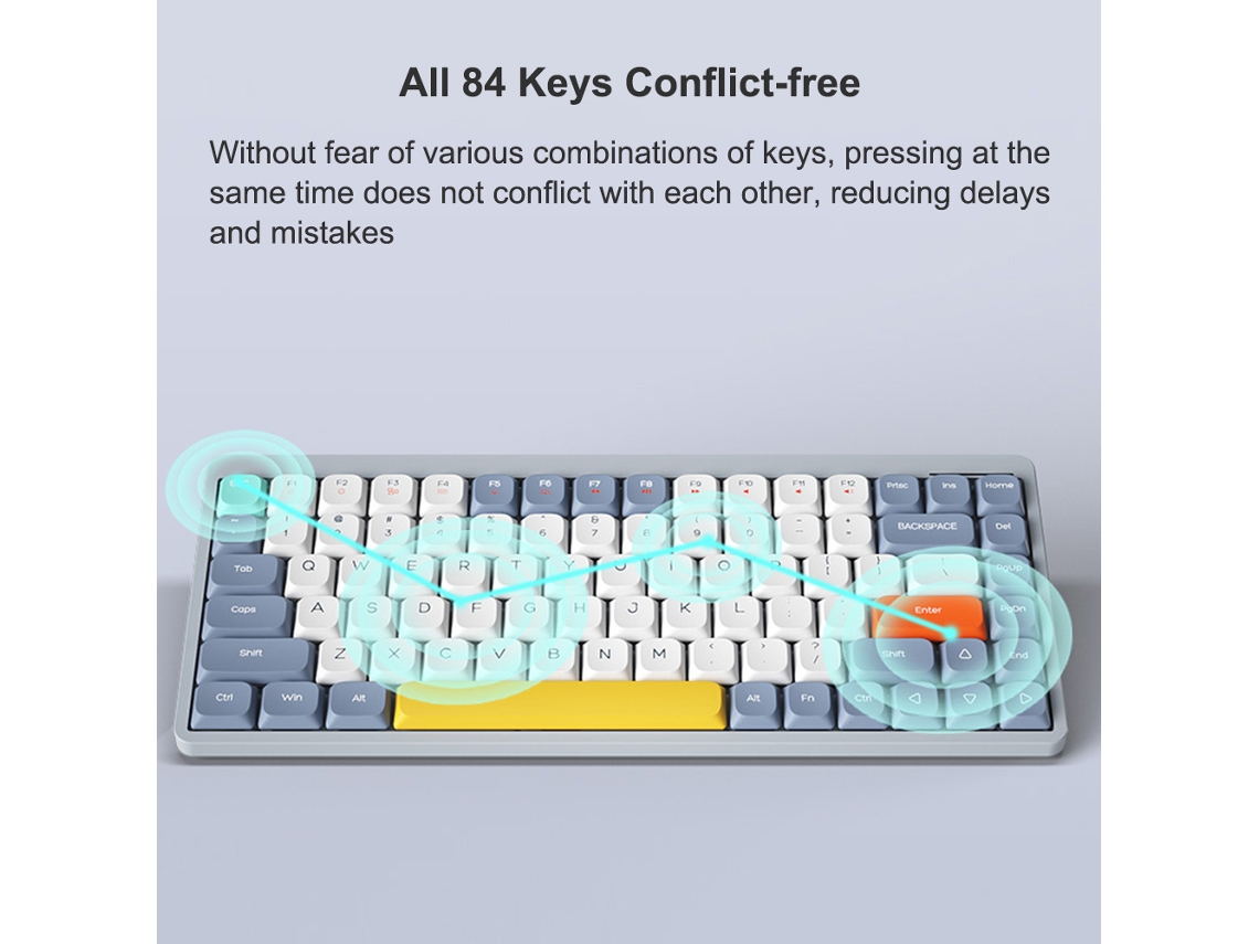 Teclado Mecânico Sem Fio Iblancod Com 84 Teclas Layout 75% Iluminação Rgb Hot-swappable Type-c
