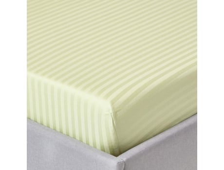 Homescapes Sage Green Egyptian Cotton Satin Stripe Fitted Sheet 330 Tc, 150 X 200 Cm