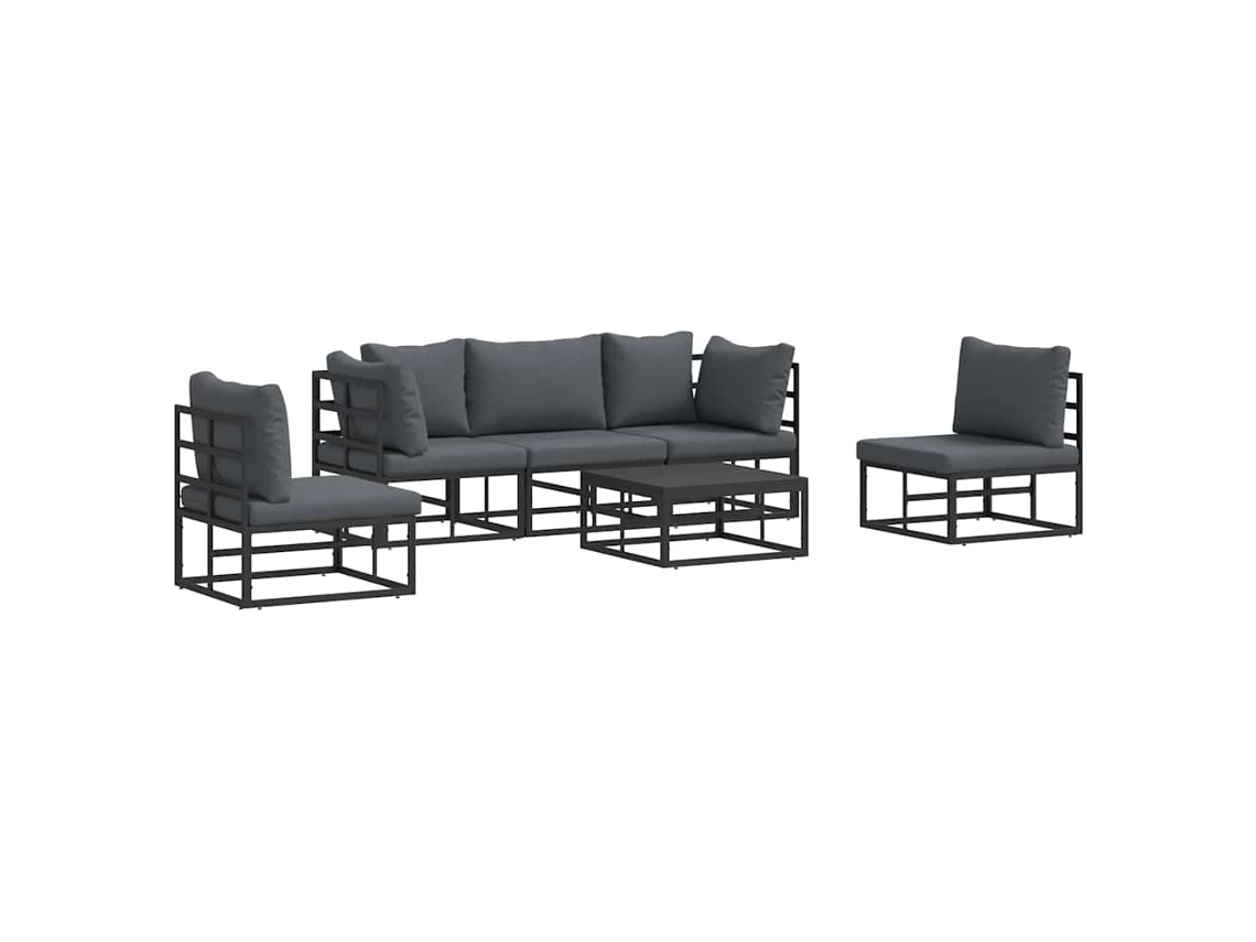 Conjunto 6 Conjunto De Móveis Para Exterior Vidaxl Preto Alumínio (213 X 71,5 X 71 Cm)