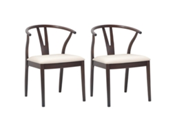 Conjunto 2 Cadeira De Jantar Vidaxl Castanho Madeira De Seringueira Maciça (54,5 X 58 X 77 Cm)