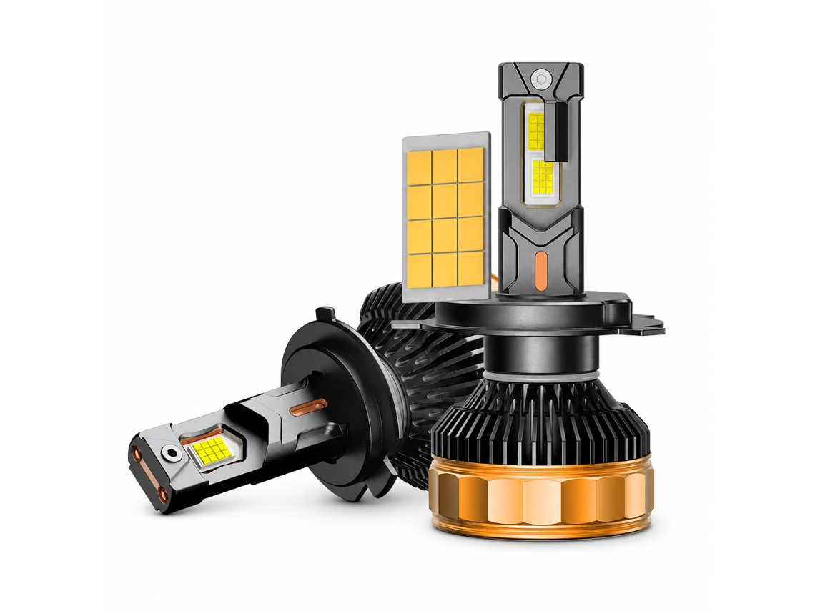 Lâmpada Led Para Farol Redsea 9006/hb4 300w 30000 Lm 6000k 12v/24v Preto E Dourado