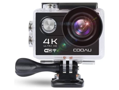 Câmera Esportiva COOAU 4K Wifi À Prova D'Água 30M com Baterias Recarregáveis de 1050Mah e 19 Acessórios