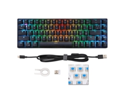 Lurelia Teclado Mecânico Sem Fio 2.4g Preto Com 68 Teclas, Retroiluminação Rgb Dinâmica, Gamer Sem Fio Para Windows Com Switch Azul