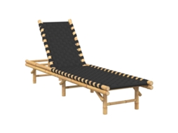 Espreguiçadeira com Tiras Pretas Entrelaçadas 55x200x30cm em Bambu MAISON EXCLUSIVE
