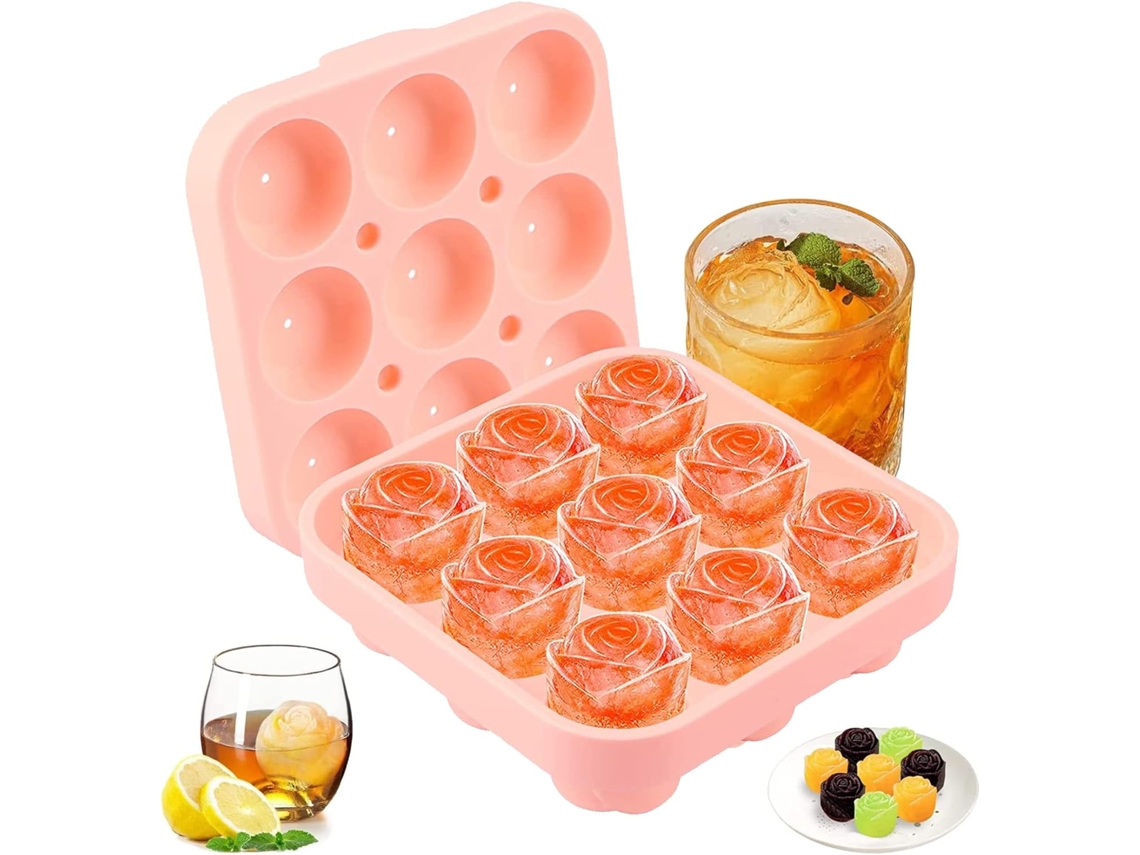 Molde De Silicona Para Cubitos De Hielo, Color Rosa, 9 Cavidades