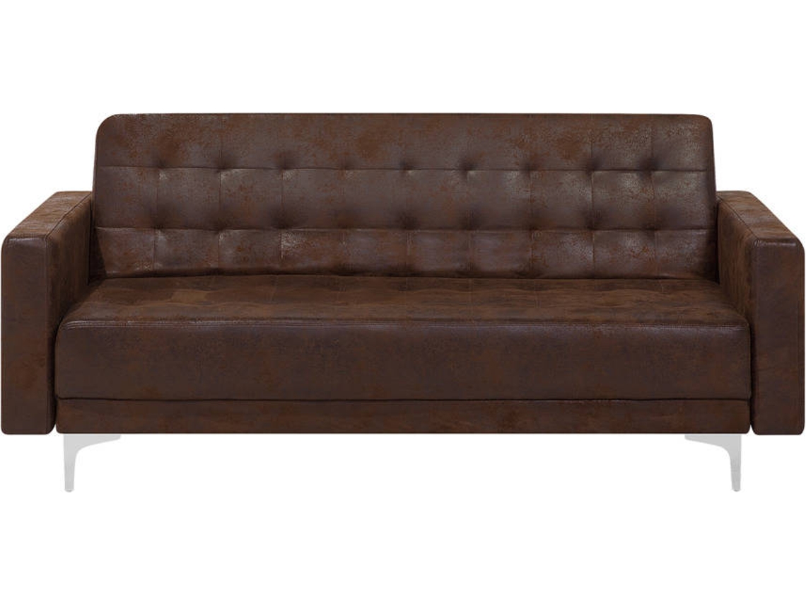 Sofá BELIANI Aberdeen (Castanho Pele Sintética Lugares 3) Worten.pt