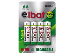 Pack de 4 Pilhas Recarregável Lr6 Aa 2500Mah ELBAT