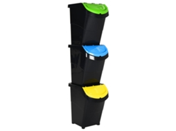 Stackable Waste Bin, Stackable Waste Bins Vidaxl Preto Polipropileno (n/a)