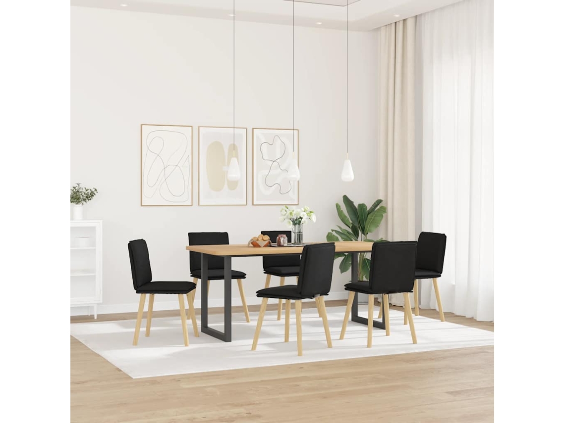 Vidaxl Cadeiras De Jantar 6 Pcs Tecido Preto