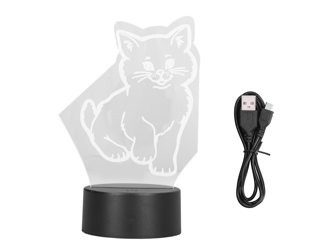 Rebe-lâmpada Gatito 3d Led Com Cor Ajustável Luz Suave Quente Usb/bateria Noite Meninas Segura Durável Fácil De Usar