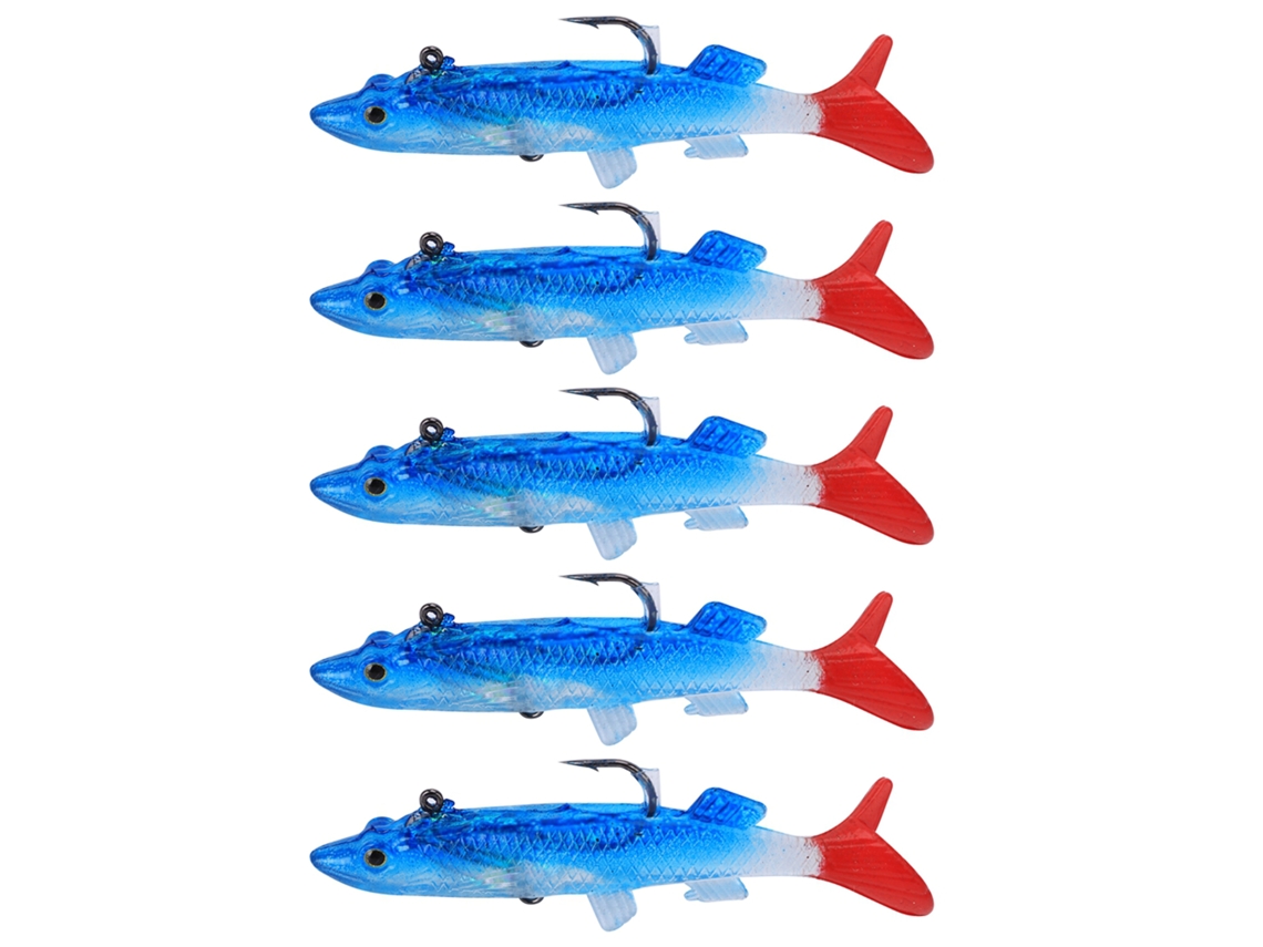 Isca Soft Pvc Azul com Rabo Vermelho 5un